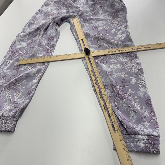 Zara Pants Womens Small Purple White Floral Print Elastic Waist Jogger Lounge - Picture 6 of 6